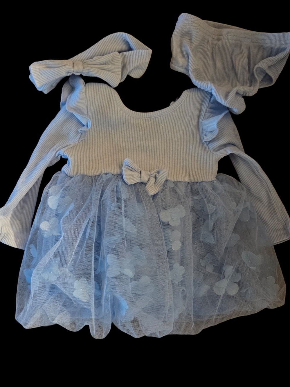 Baby Starters Blue Tulle Flower Dress Set 9mo